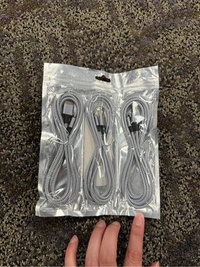 Amazon Braided Silver Charging Cable 3-Pack with Multiple Connectors